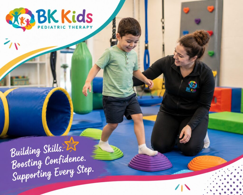 child doing occupational therapy at BK Kids Pediatric Therapy in Shorewood IL
