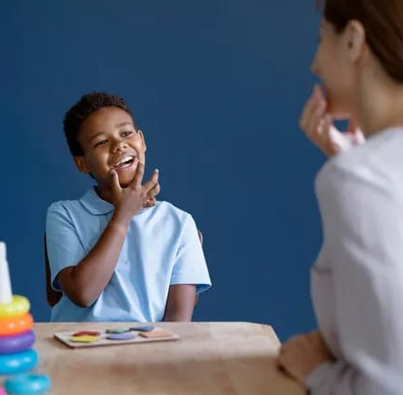 Child getting Pediatric Speech Therapy and Pediatric Occupational Therapy at BK Kids Pediatric Therapy in Joliet, IL