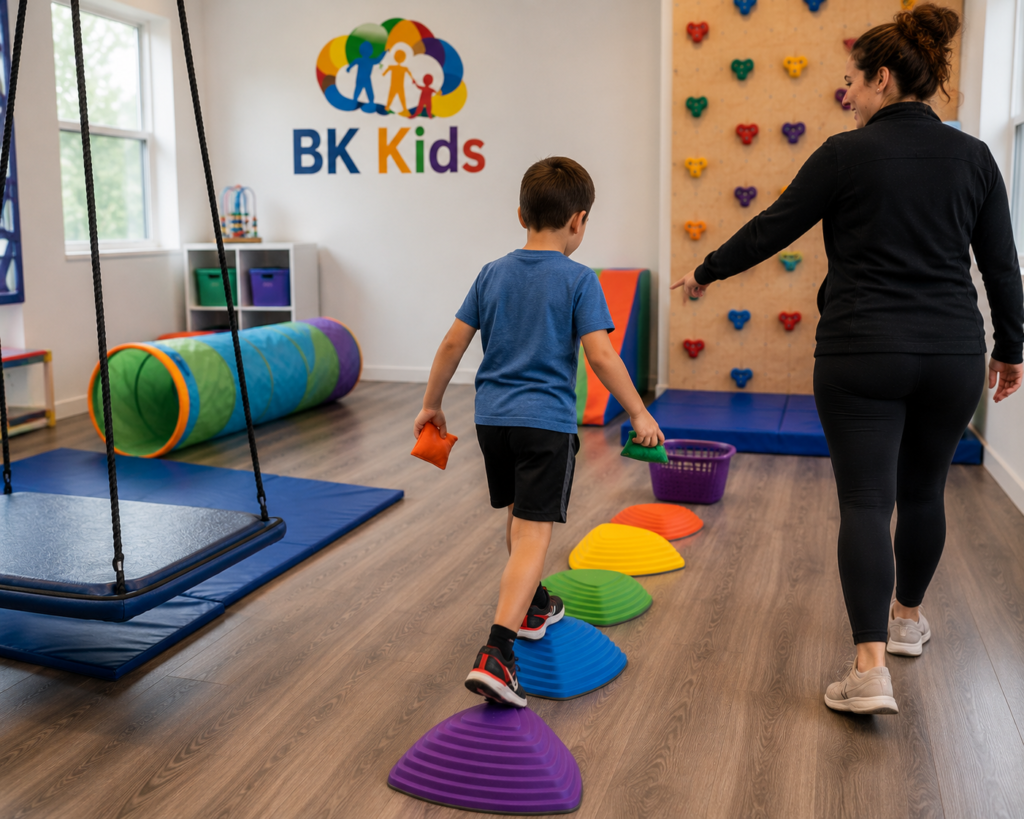 Child getting speech therapy and occupational therapy at BK Kids Pediatric Therapy in Joliet, IL