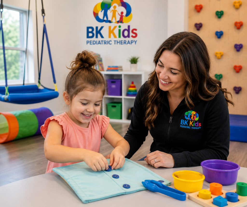 Kid getting Speech Therapy and Occupational Therapy at BK Kids Pediatric Therapy in Joliet, IL