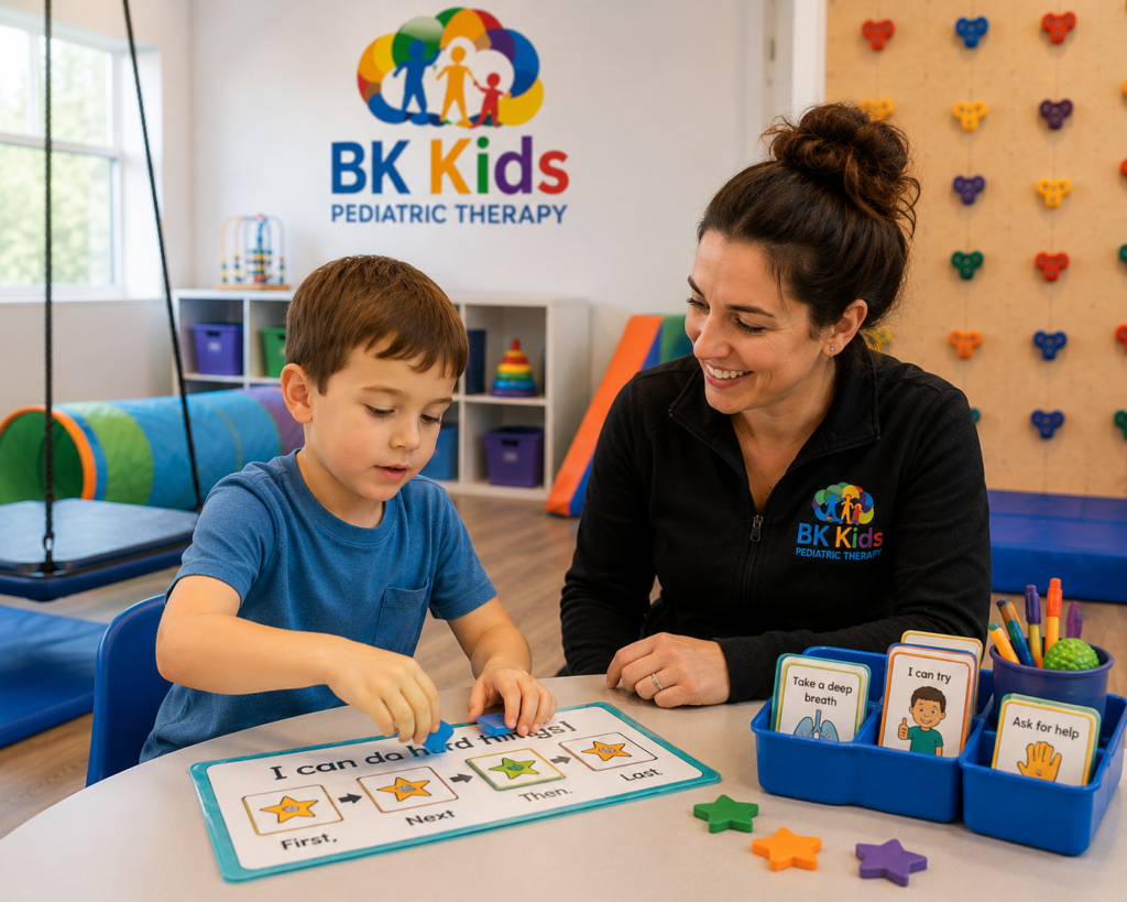 Child getting Speech therapy and occupational therapy at BK Kids Pediatric Therapy in Joliet, IL