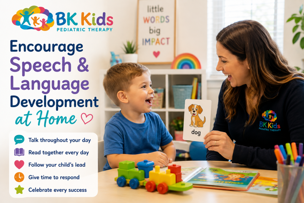 Kid getting speech therapy at BK Kids Pediatric Therapy Joliet, IL