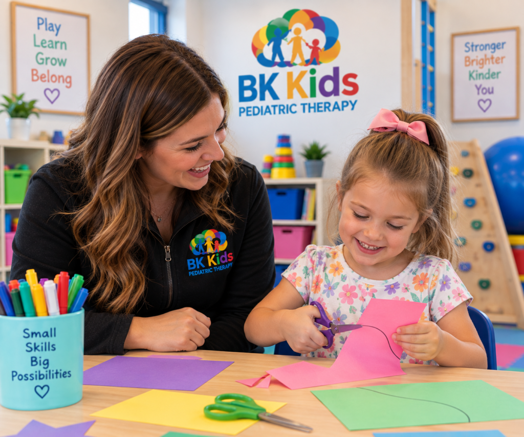 Child getting pediatric speech therapy and pediatric occupational therapy at BK Kids Pediatric Therapy in Joliet, IL