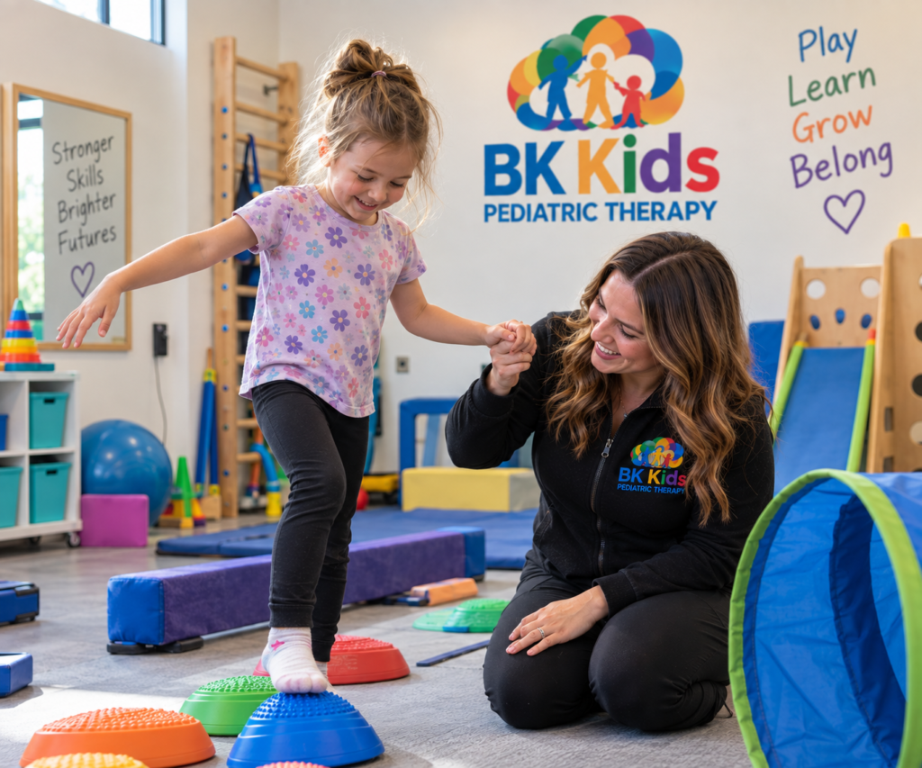 Child getting Pediatric Speech and occupational therapy at BK Kids Pediatric Therapy in Joliet, IL