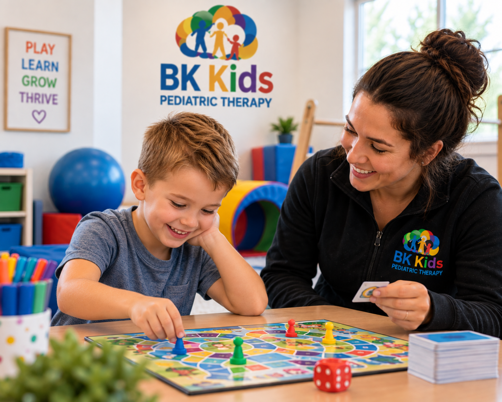Child getting speech therapy and occupational therapy at BK Kids Pediatric Therapy in Plainfield IL